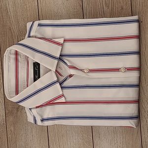 PHINEAS COLE Recent Red‎ Blue White Striped Cotton Sz 15.5 / 34 Mens Dress Shirt